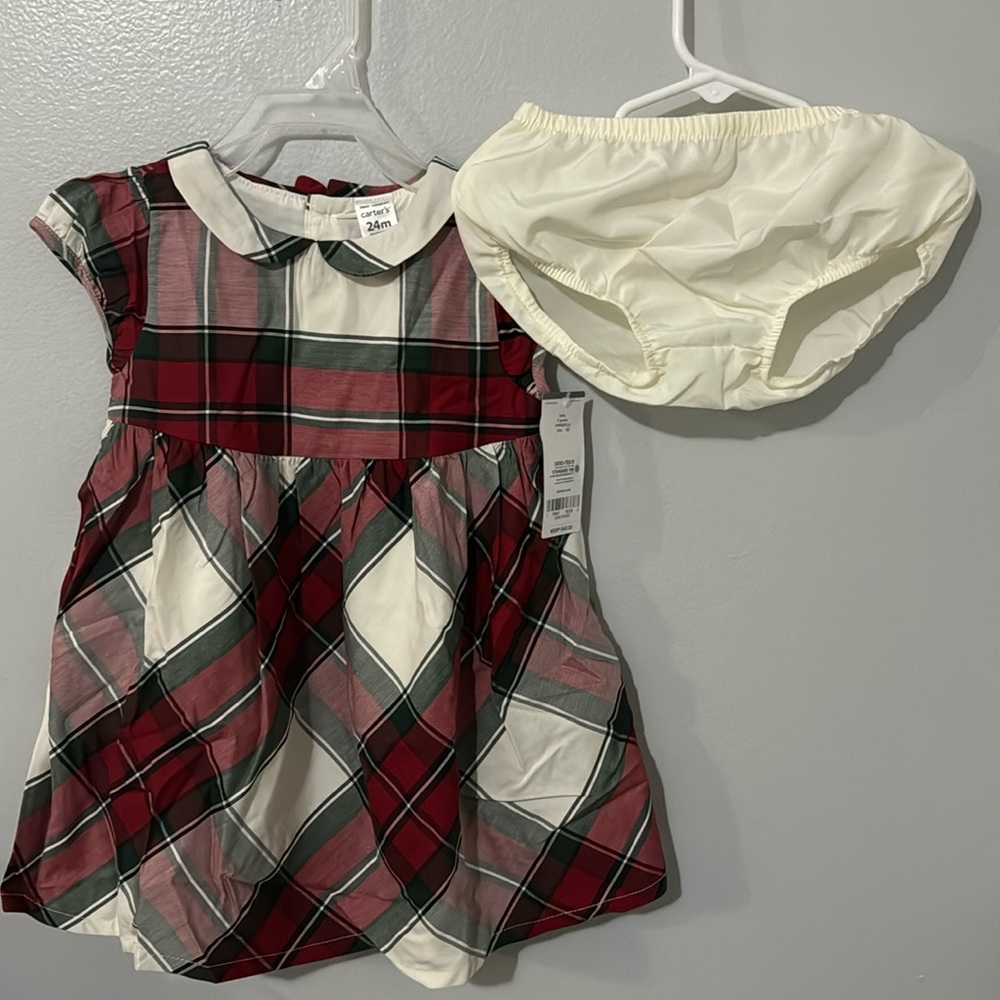 Carters Christmas Baby Dress and Diaper Cover  Size 24 Months